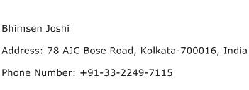 Bhimsen Joshi Address Contact Number