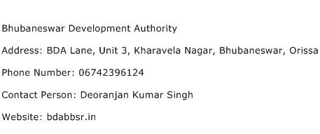 Bhubaneswar Development Authority Address Contact Number
