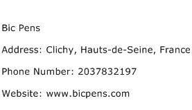 Bic Pens Address Contact Number