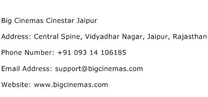 Big Cinemas Cinestar Jaipur Address Contact Number