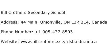 Bill Crothers Secondary School Address Contact Number