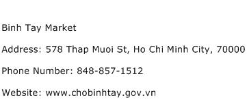 Binh Tay Market Address Contact Number