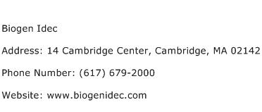 Biogen Idec Address Contact Number