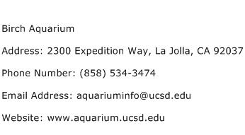 Birch Aquarium Address Contact Number