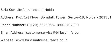 Birla Sun Life Insurance in Noida Address Contact Number