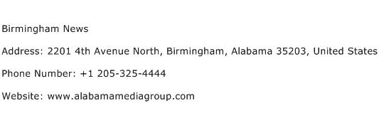 Birmingham News Address Contact Number