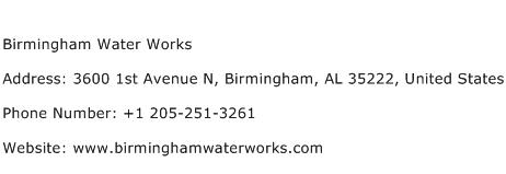 Birmingham Water Works Address Contact Number