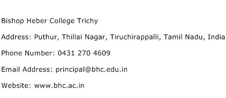 Bishop Heber College Trichy Address Contact Number