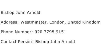 Bishop John Arnold Address Contact Number