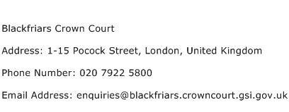 Blackfriars Crown Court Address Contact Number