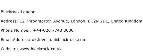 Blackrock London Address Contact Number