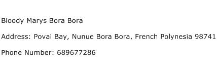Bloody Marys Bora Bora Address Contact Number