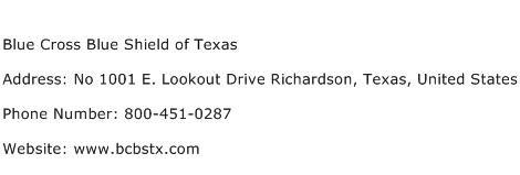 Blue Cross Blue Shield of Texas Address Contact Number