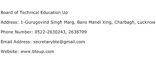 Board of Technical Education Up Address Contact Number