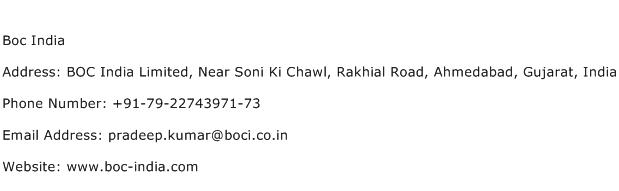 Boc India Address Contact Number