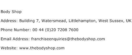 Body Shop Address Contact Number