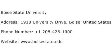 Boise State University Address Contact Number