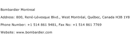 Bombardier Montreal Address Contact Number
