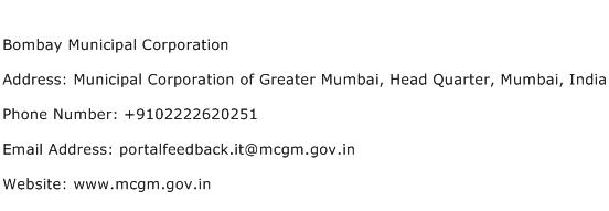 Bombay Municipal Corporation Address Contact Number