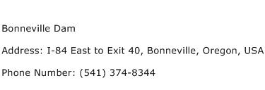 Bonneville Dam Address Contact Number