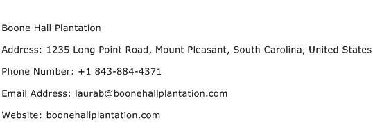 Boone Hall Plantation Address Contact Number