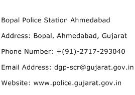 Bopal Police Station Ahmedabad Address Contact Number