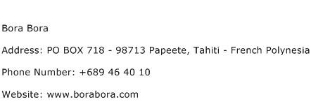 Bora Bora Address Contact Number