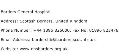 Borders General Hospital Address Contact Number