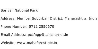 Borivali National Park Address Contact Number