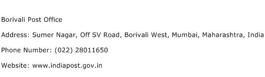 Borivali Post Office Address Contact Number