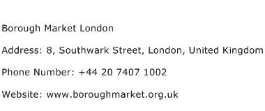 Borough Market London Address Contact Number