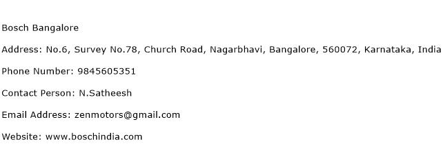 Bosch Bangalore Address Contact Number