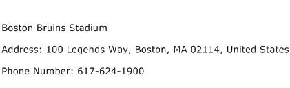 Boston Bruins Stadium Address Contact Number