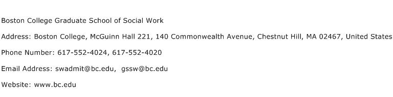 Boston College Graduate School of Social Work Address Contact Number