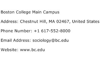 Boston College Main Campus Address Contact Number