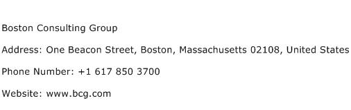 Boston Consulting Group Address Contact Number