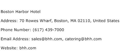 Boston Harbor Hotel Address Contact Number