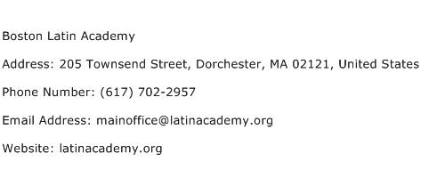 Boston Latin Academy Address Contact Number