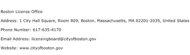 Boston License Office Address Contact Number