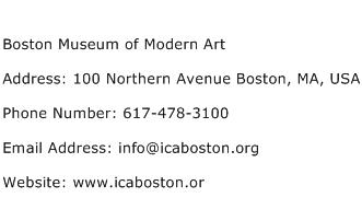 Boston Museum of Modern Art Address Contact Number