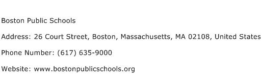 Boston Public Schools Address Contact Number