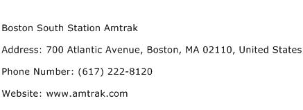 Boston South Station Amtrak Address Contact Number