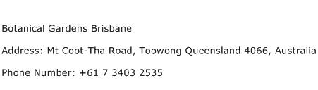 Botanical Gardens Brisbane Address Contact Number
