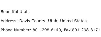 Bountiful Utah Address Contact Number
