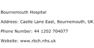Bournemouth Hospital Address Contact Number