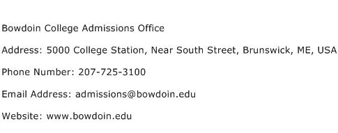 Bowdoin College Admissions Office Address Contact Number