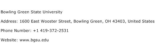 Bowling Green State University Address Contact Number