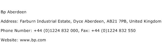 Bp Aberdeen Address Contact Number