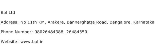Bpl Ltd Address Contact Number