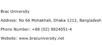Brac University Address Contact Number